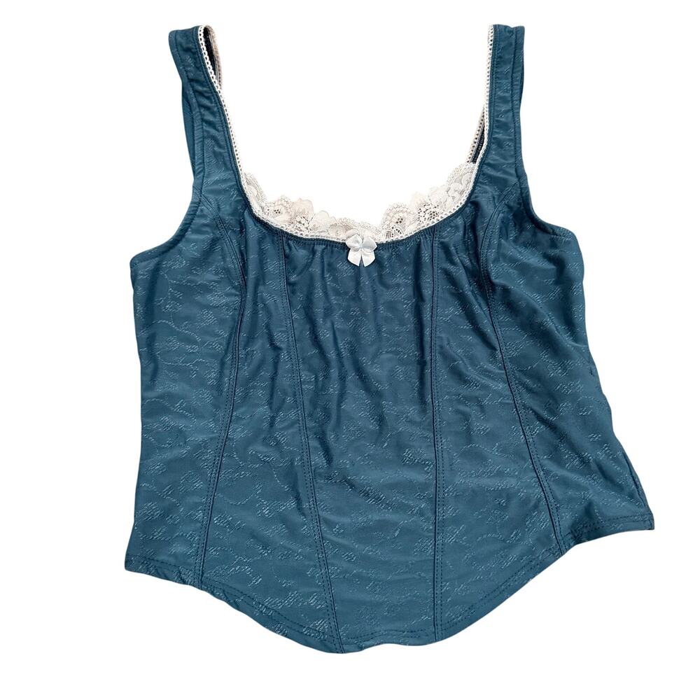 Ecote Blue Corset Lace Top Shirt Medium